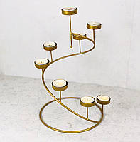 Оригінальний металевий свічник золотого кольору на 8 свічок "Біскінченість" 35х21х21 см
