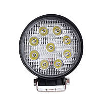 LED фара круглая 27W, 9 ламп, широкий луч 10/30V 6000K