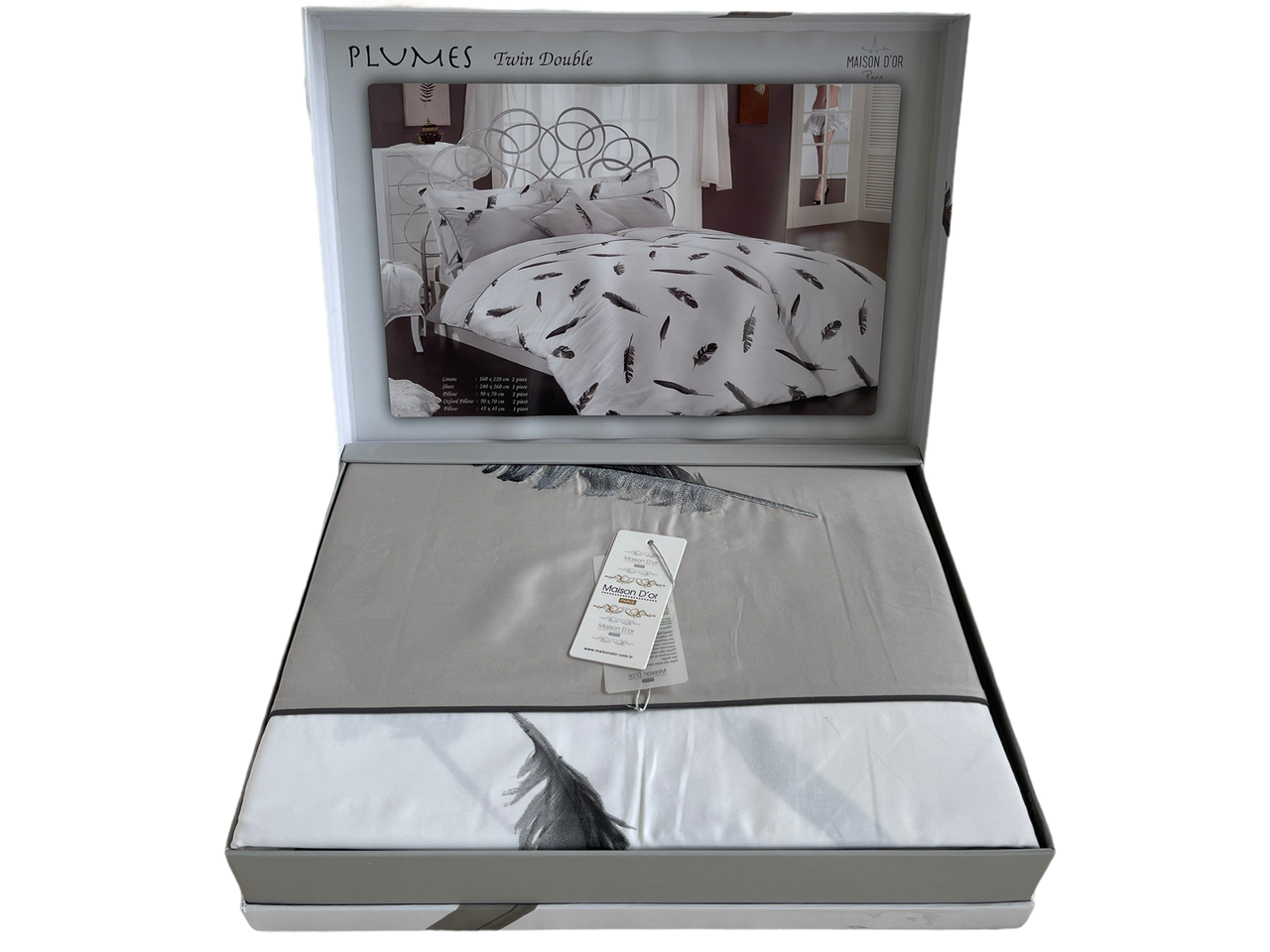 Постільна білизна Maison d'or Plumes Grey Сатин Люкс Сірий