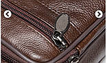 Шкіряні чоловічі сумочки через плече, сумка барсетка месенджер, SWAN-205 планшетка НАТУРАЛЬНА ШКІРА 19*16 см, фото 5