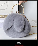 Хутряна сумка зі штучного хутра "Вушка", сумка-клатч із ланцюжком через плече