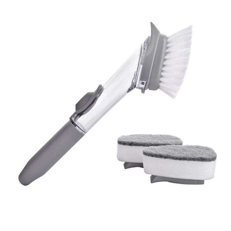 Щетка для чистки посуды с дозатором CLEANER BRUSH (Gray) | Многофункциональная щетка с насадками - фото 2 - id-p1575369429