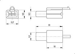 Роз'єм DJ7021A-2.8-11 мама 2 pin з кабелем 10 см