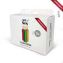 Набір воскових свічок Art of Sex size S 10 см (3 шт), низькотемпературні, люмінісцентні, фото 4