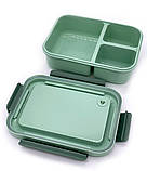 Ланчбокс однорівневий на 3 відсіки з вилкою та ложкою Lunch 1200 мл зелений (LB-51737), фото 2