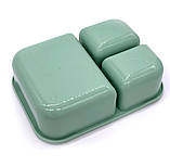 Ланчбокс однорівневий на 3 відсіки з вилкою та ложкою Lunch 1200 мл зелений (LB-51737), фото 4