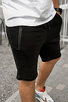 Бавовняні прямі шорти чорного кольору на затяжках