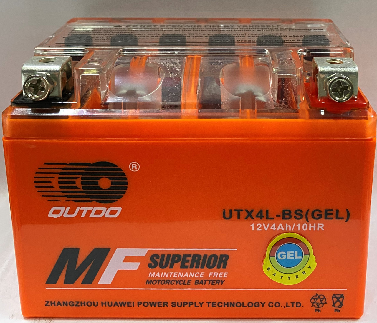 Акумулятор 12 v 4ah YTX4L-BS OUTDO (GEL) жовтогарячий 113*70*85