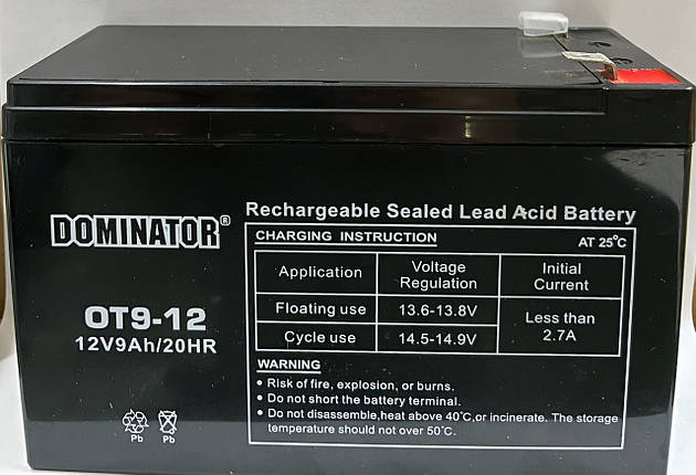АКБ 12V9A електро-велосипед 151x65x95 DOMINATOR, фото 1