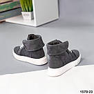 Замшеві сірі демісезонні черевики-кеди 38,39,40., фото 2