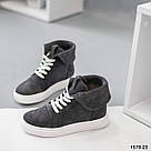 Замшеві сірі демісезонні черевики-кеди 38,39,40., фото 4