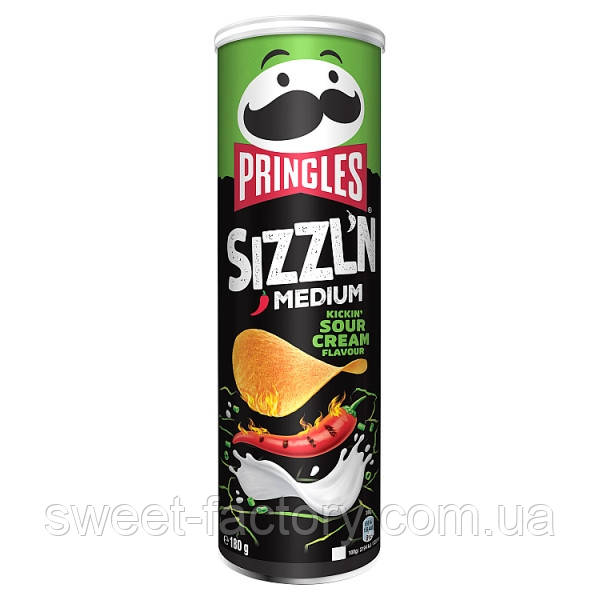Чипси Pringles Sizzln Medium Sour Cream 180 g, фото 1