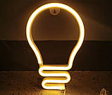Настінний неоновий світильник нічник Лампочка жовтий, фото 7