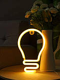 Настінний неоновий світильник нічник Лампочка жовтий, фото 5