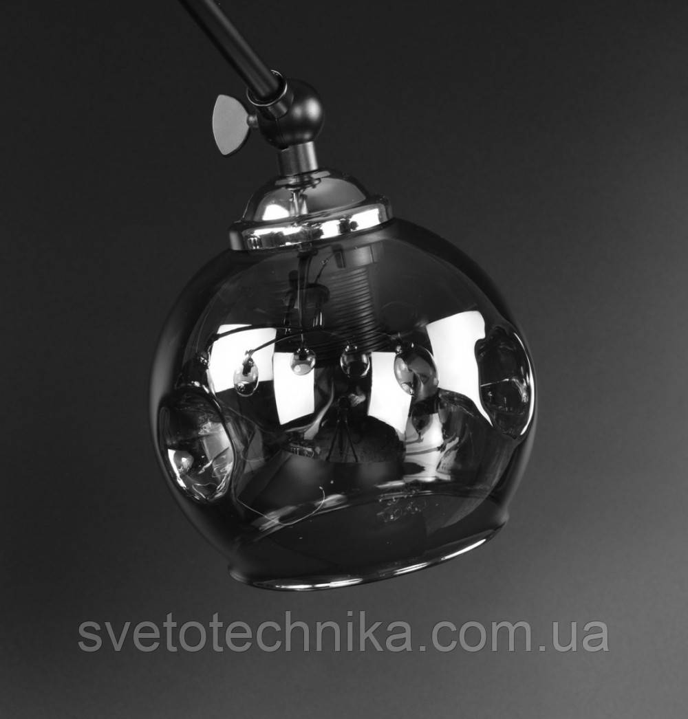 Люстра потолочная лофт со стеклянными плафонами на 6 ламп Е27 черная - фото 2 - id-p1102604769