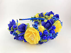 Віночок на голову з жовто блакитними квітами