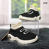 Кросівки-шкарпетки дитячі чорні текстильні Bimigi для хлопчика з LED підсвічуванням р-р 22-26, фото 2