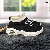 Кросівки-шкарпетки дитячі чорні текстильні Bimigi для хлопчика з LED підсвічуванням р-р 22-26, фото 3