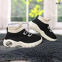 Кросівки-шкарпетки дитячі чорні текстильні Bimigi для хлопчика з LED підсвічуванням р-р 22-26, фото 4