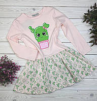 Детское весеннее платье № 16508 Пудра "Кактус" (3-6 лет)