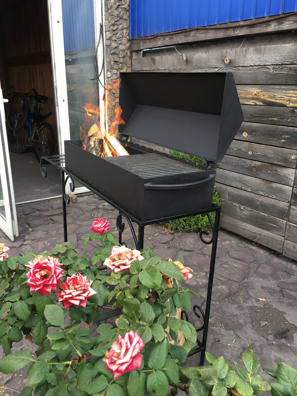 Купить Мангал для шашлыка уличный на 12 шампуров 3 мм на дровнице для ...