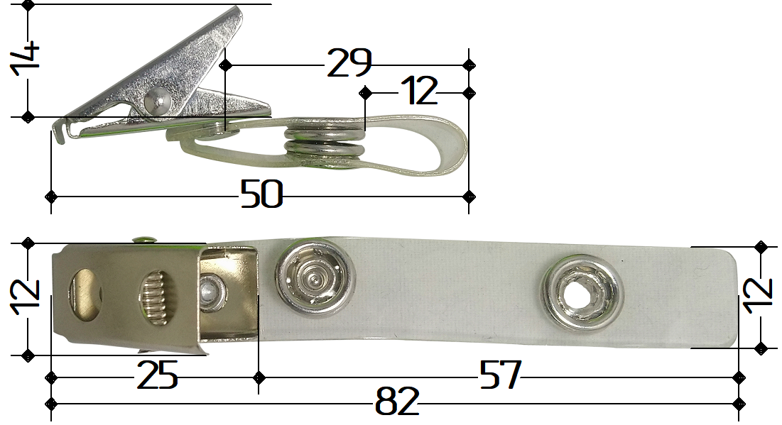 Кліпса для бейджа з прозорим фіксатором 85 х 12 мм, фото 1