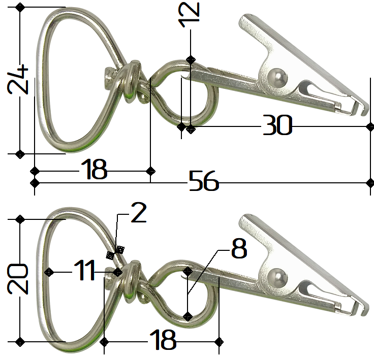 Кліпса для бейджа під стрічку 20 мм, фото 1