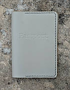 Чоловіча шкіряна обкладинка на закордонний паспорт з кишенею для карток ручної роботи сіра