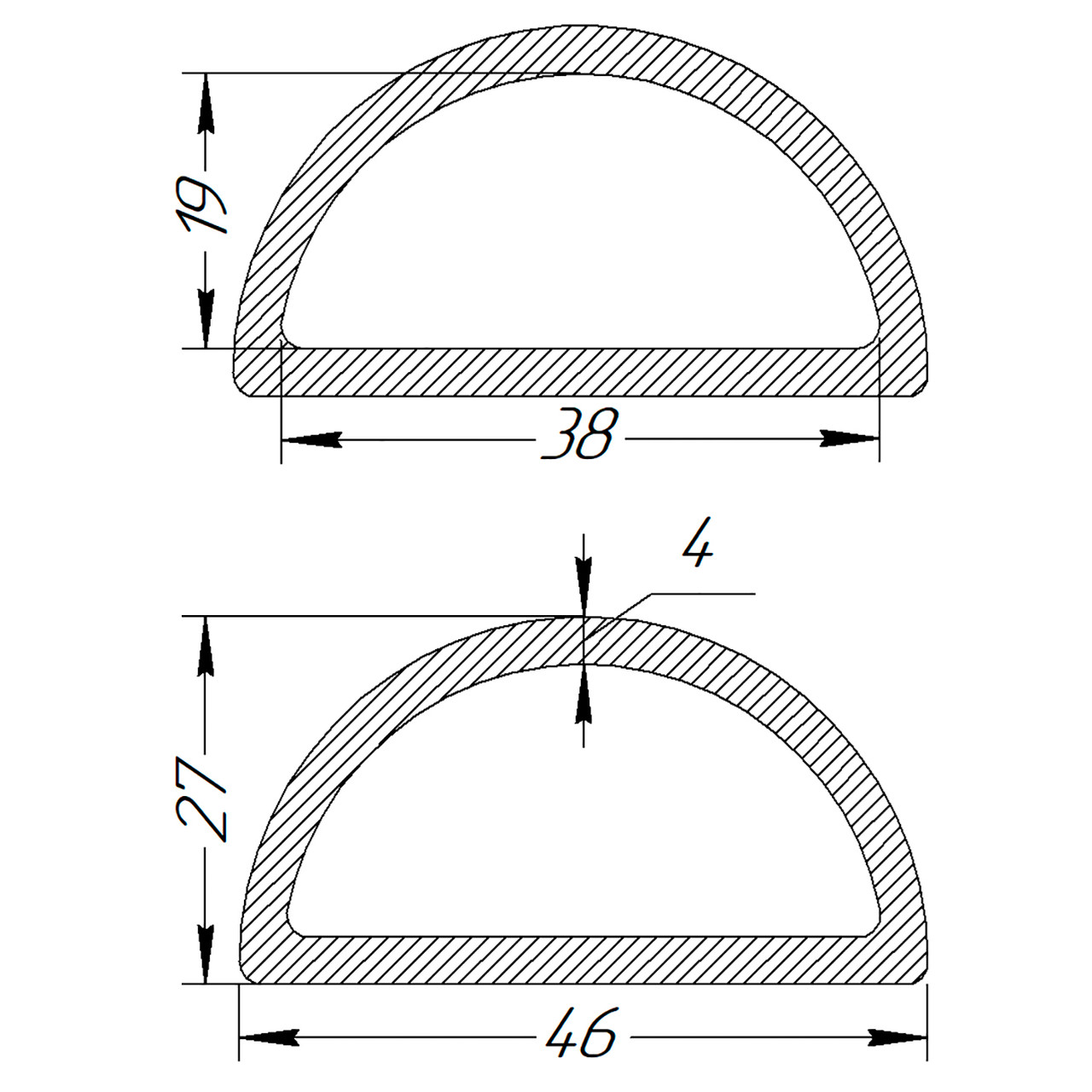 Півкільце металеве 38 * 19 * 4 мм, фото 1