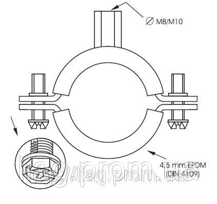 Сантехнический хомут для труб М8/10 129-135мм Erico - фото 2 - id-p252195202