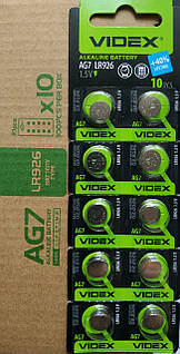 Батарейка VIDEX AG7 /LR926/G7/LR57/195/GP95A/395/SR927W 10/100шт