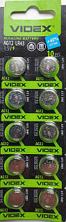 Батарейка VIDEX AG12 (ціна за 10шт/блістер)