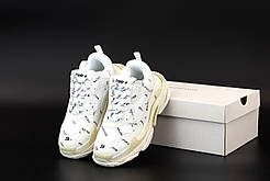 Кросівки Balenciaga Triple S "Білий білий напис" багатошарова підошва р.40