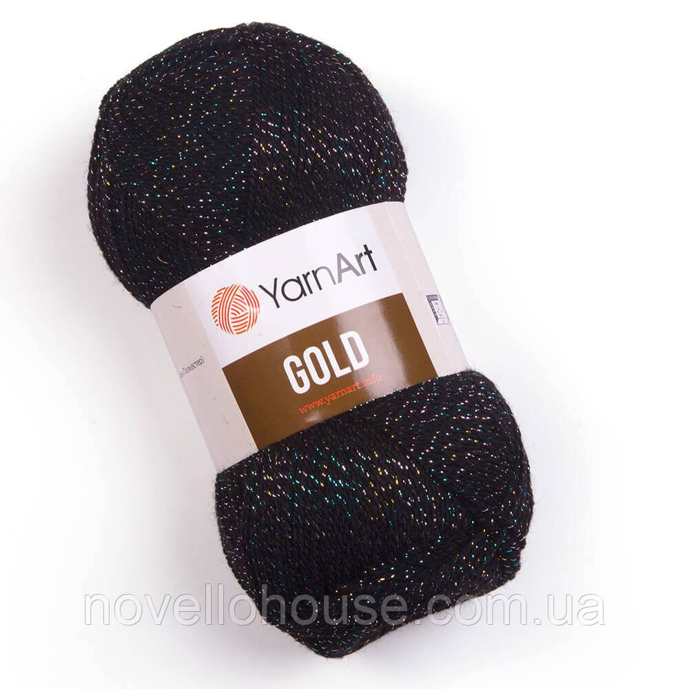 YarnArt GOLD (Голд) № 9034 чорний (Пряжа акрилова з люрексом, нитки для в'язання)