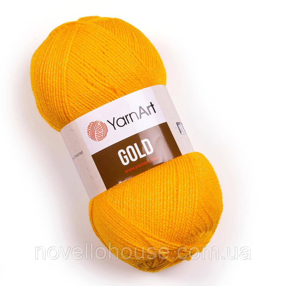 YarnArt GOLD (Голд) № 9047 жовтий (Пряжа акрилова з люрексом, нитки для в'язання)