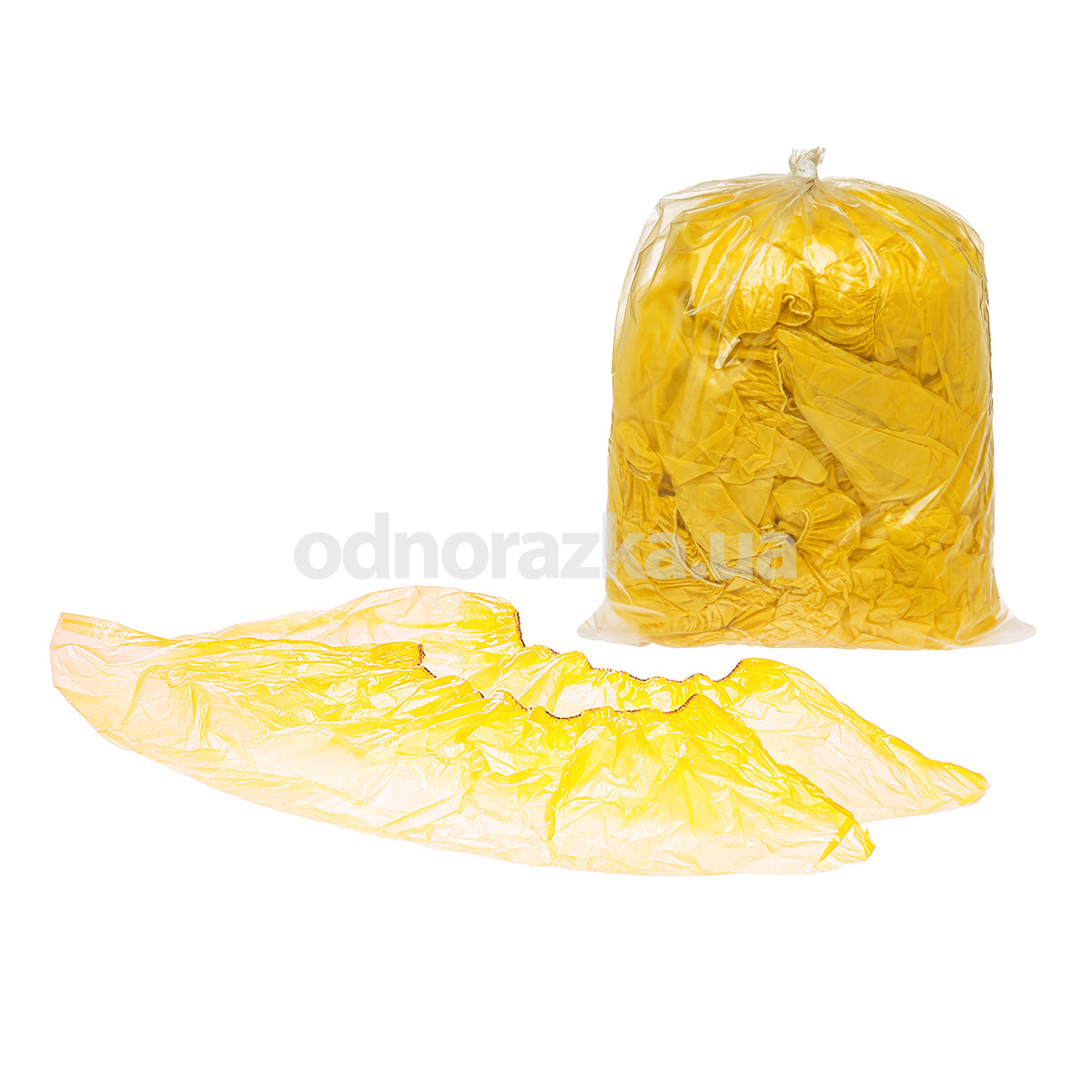 Одноразові бахіли з поліетилену 3 гр, жовті, 100 шт