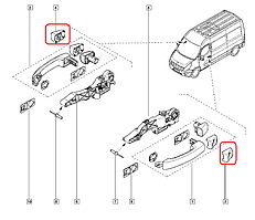 Накладка зовнішньої ручки передніх(L/R),бічних.задніх дверей Рено Майстер III 2010-> RENAULT 8200766697