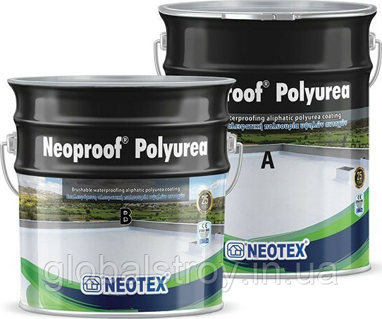 Полімочевина негорюча клас Г1 Neoproof Polyurea фасовка (А+В) 21 кг біла