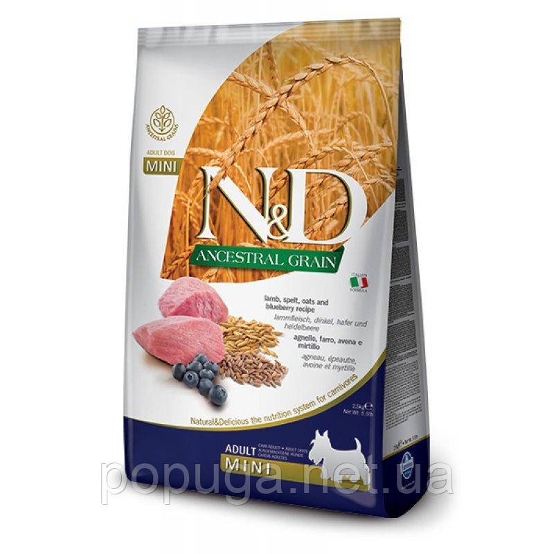 Farmina N&D Low Grain Lamb&Blueberry Adult Mini корм собак для дрібних порід ЯГНЯ і ЧОРНИЦЯ,0,8кг