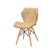 Стілець обідній в скандинавському стилі на букових ніжках GREG екошкіра, колір бежевий B-1009