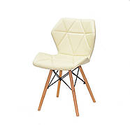 Стілець обідній в скандинавському стилі на букових ніжках GREG екошкіра, колір бежевий B-1017