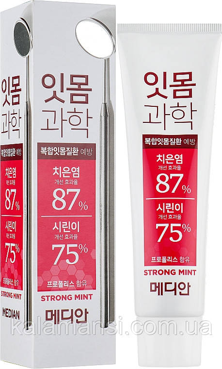 Зубна паста з м'ятою Median 87% Gum Science Toothpaste Strong Mint 120г