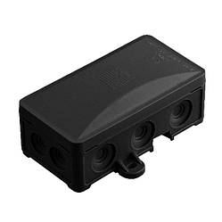 Чорна распредкоробка A. 0063-З, 90х45х40, герметична IP54 (6410-10), з сальниками, Pawbol