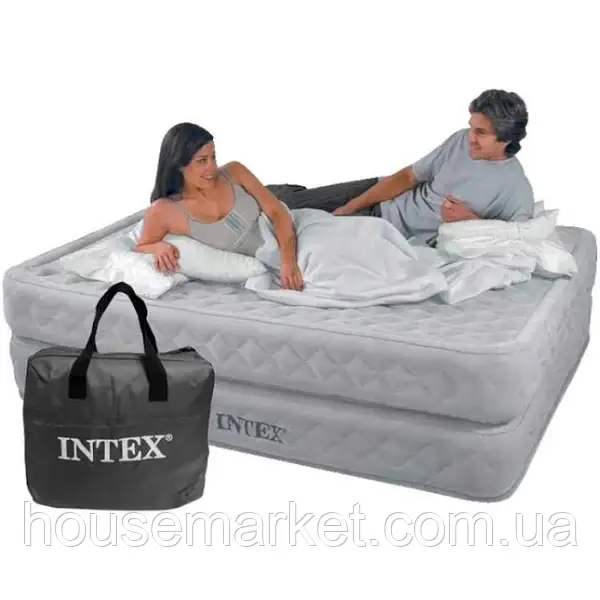 Надувне двоспальне ліжко з вбудованим електричним насосом 152 х 203 х 51 см, Intex 64490 - фото 1 - id-p1577241581