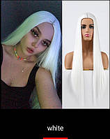 Перука без щілки пряме волосся біле