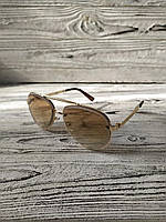 Солнцезащитные очки коричневые унисекс в металлической оправе