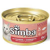 Monge Simba Cat Wet Mousse Мус для взрослых кошек лосось и креветки 85 гр