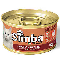 Monge Simba Cat Wet Mousse Мус для взрослых кошек курица и индейка 85 гр