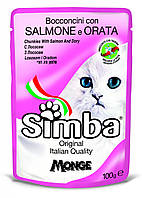 Monge Simba Cat Wet Мясные кусочки в соусе для кошек лосось и рыбкой дори (пауч) 100 гр