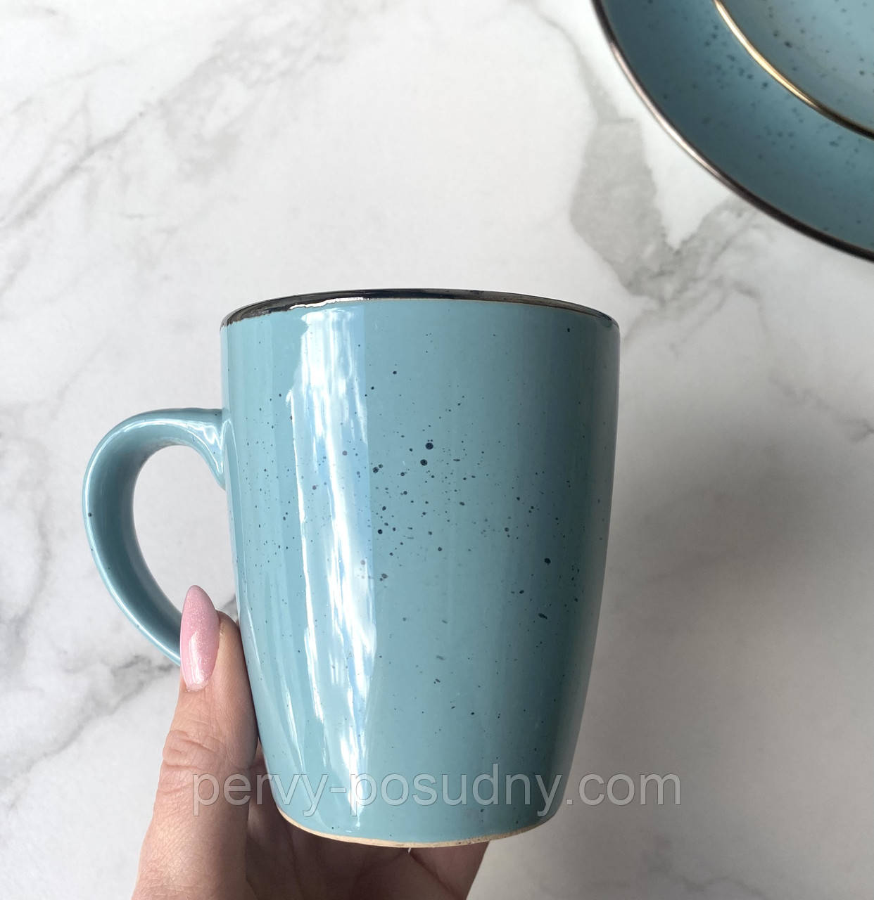 Чашка керамічна Ardesto Misty blue 350 мл AR2936BGC